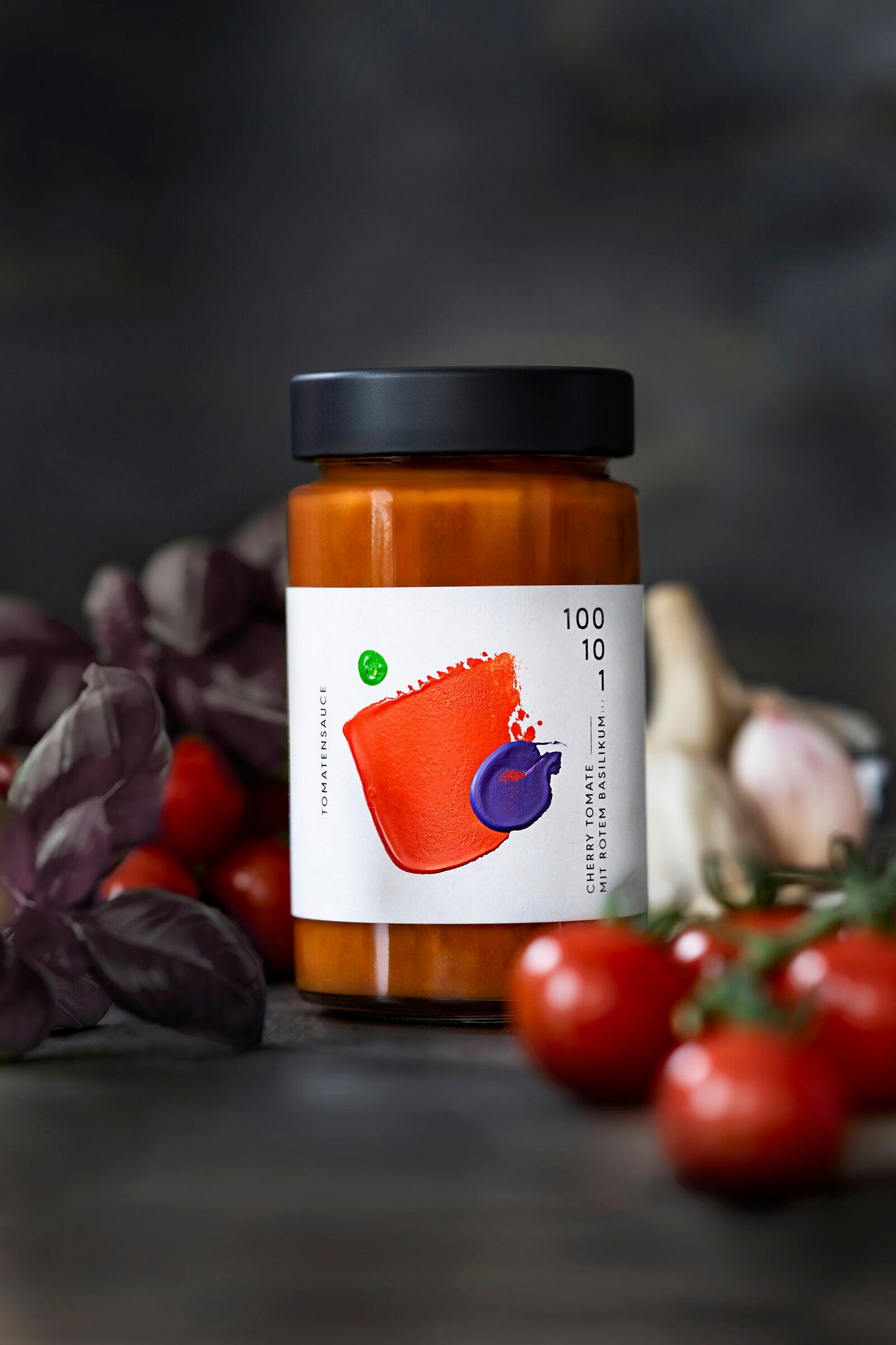 Cherry Tomate mit Rotem Basilikum