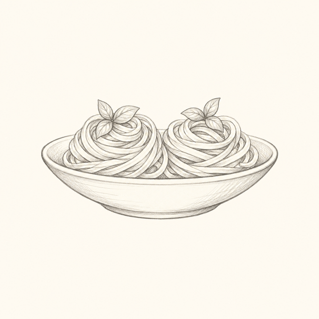Handgezeichnete Pasta als Symbol für zwei Portionen